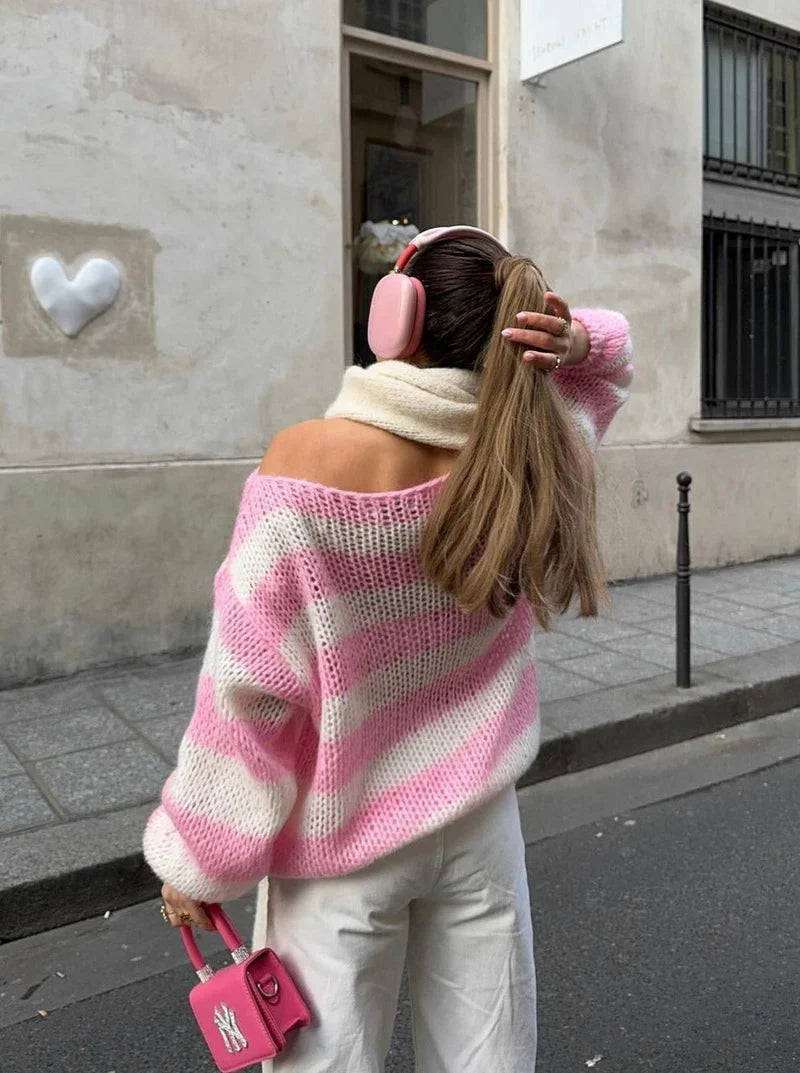 Amoura Stripe Knit – Pink